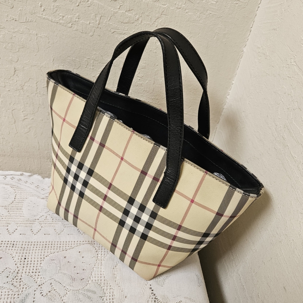 Burberry Coated Canvas Small Handbag Satchel AUTHENTIC - Picture 5 of 16